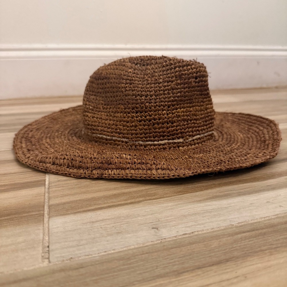 Billabong Jahtasea Brown Raffia Straw Beach Hat Wide Brim Fedora JAHTASEA BRN OS